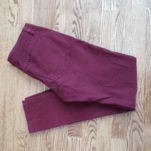 (26) Joe's Jeans Reptile Print Velvet Mahogany Skinny Fit Pants Cotton Blend